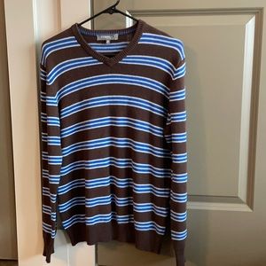 Fossil Men’s Medium Brown Striped V-Neck Sweater